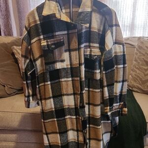 Plaid Button-Up Coat